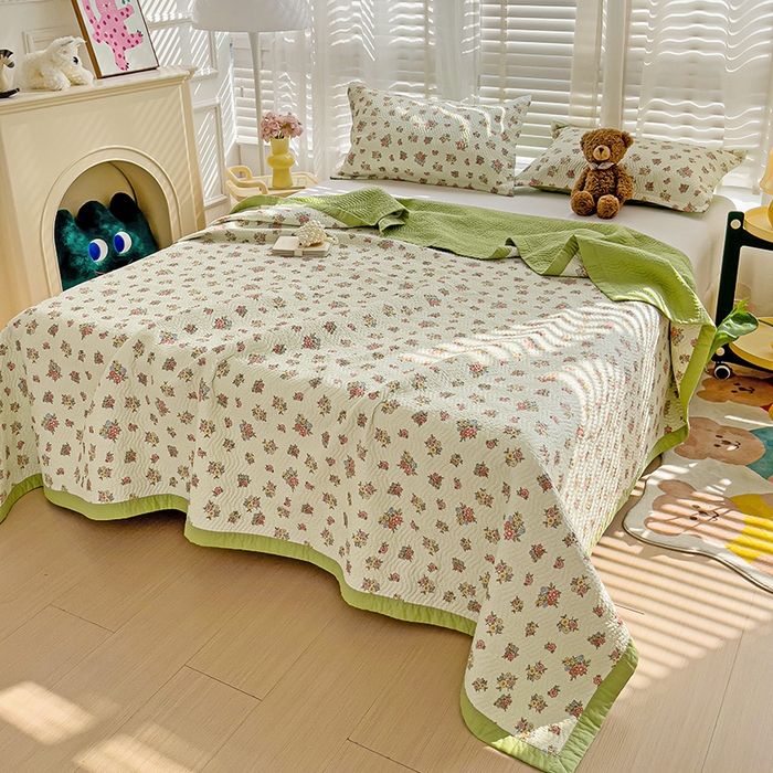 91家纺网 家纺一手货源 找家纺 胜权家纺 2024新款A类60支双面全棉高温水洗夹棉床盖三件套 梵雅