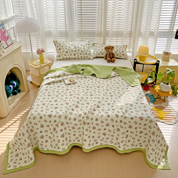 91家纺网 家纺一手货源 找家纺 （总）胜权家纺 2024新款A类60支双面全棉高温水洗夹棉床盖三件套