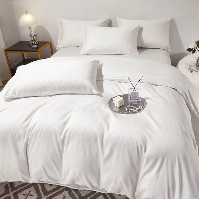 91家纺网 家纺一手货源 找家纺 （总）晶缦家纺 2025新款全棉60支贡缎长绒棉纯色多规格四件套和单品-琅夕系列 单被套