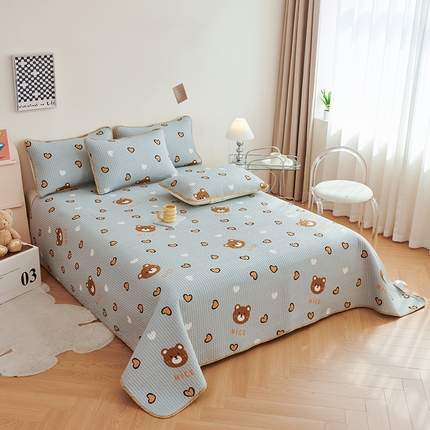 莎果 2024新款正面纯棉绗缝床盖 多米熊