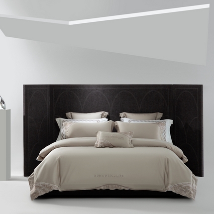 91家纺网 家纺一手货源 找家纺 高大尚2025春夏新品长绒棉高端绣花四件套-馨香花语 馨香花语-香槟金