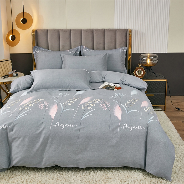 91家纺网 家纺一手货源 找家纺 尚帛 2024新款新疆棉磨毛印花单品枕套 云梦花间（灰）