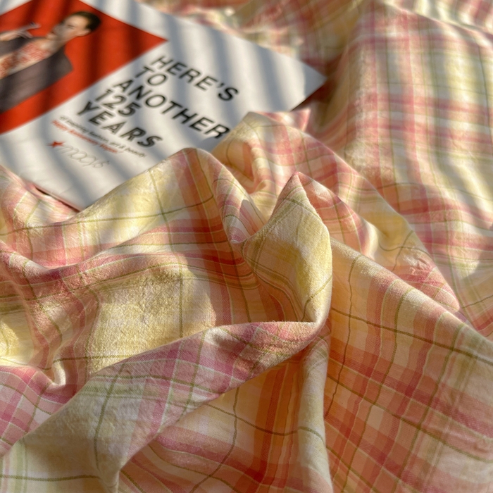 91家纺网 家纺一手货源 找家纺 艾咪 2024新款博主风全棉色织水洗棉四件套 多芙芭蕾粉