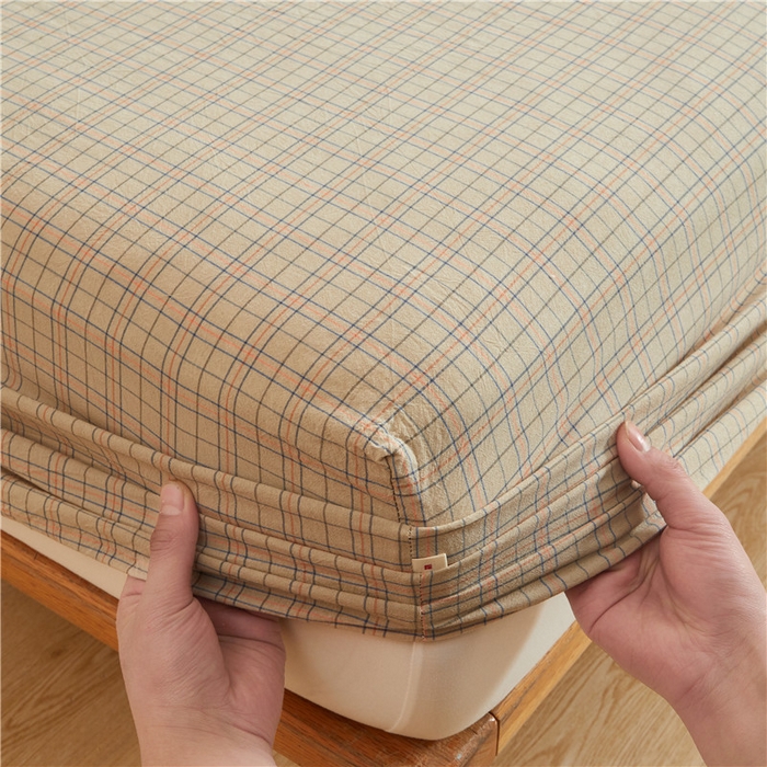 91家纺网 家纺一手货源 找家纺 喜居 2024新款A类色织纯棉水洗棉100%新疆棉全棉床笠 落日格