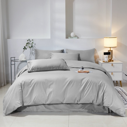 晶缦家纺 2024新款喷气全棉13376纯棉斜纹纯色多规格四件套和单品-沐色系列 四件套 沐色-典雅灰