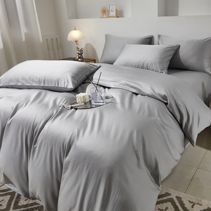 91家纺网 家纺一手货源 找家纺 晶缦家纺 2024新款全棉60支贡缎长绒棉纯色多规格四件套和单品-琅夕系列 四件套 琅夕-奥丁灰