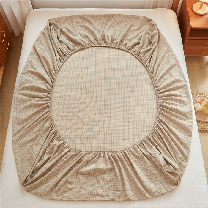 91家纺网 家纺一手货源 找家纺 喜居 2024新款A类色织纯棉水洗棉100%新疆棉全棉床笠 落日格