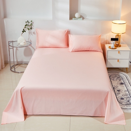晶缦家纺 2024新款喷气全棉13376纯棉斜纹纯色多规格四件套和单品-沐色系列 单床单 沐色-粉玉