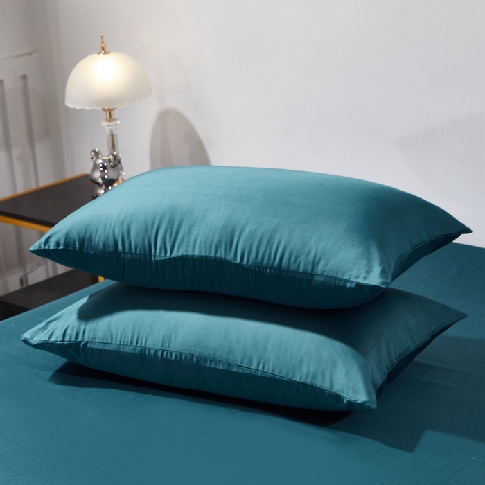 91家纺网 家纺一手货源 找家纺 晶缦家纺 2024新款全棉60支贡缎长绒棉纯色多规格四件套和单品-琅夕系列 单枕套 琅夕-猫眼绿