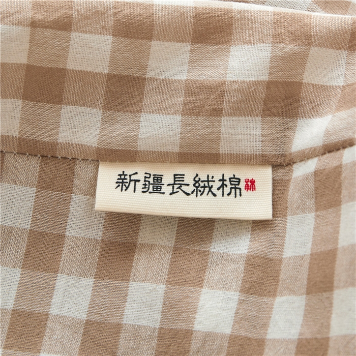 91家纺网 家纺一手货源 找家纺 喜居 2024新款A类色织纯棉水洗棉100%新疆棉全棉床笠 咖小格