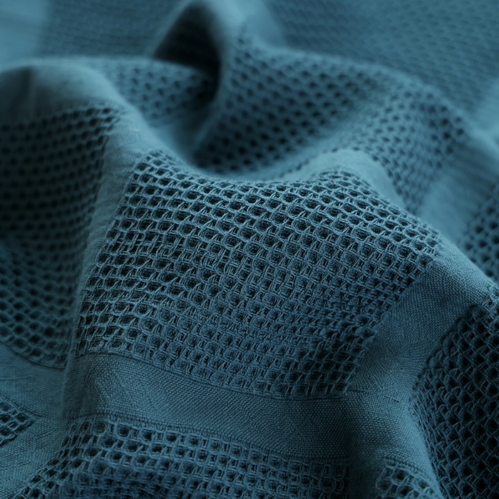 91家纺网 家纺一手货源 找家纺 朴尔家纺 2024新款全棉质朴方格风立体华夫格透气纱布枕巾/对 方格华夫格-墨绿枕巾