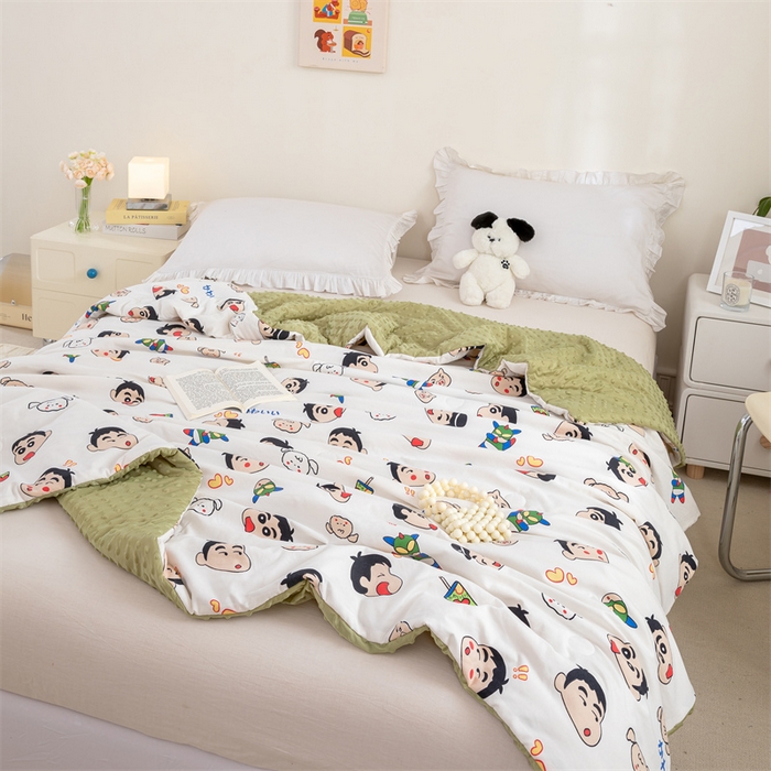 91家纺网 家纺一手货源 找家纺 芯元素 2024新款A类水洗棉凉豆豆夏被 趣味小新