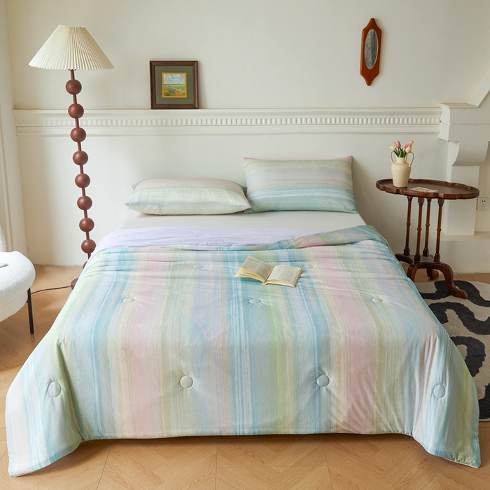 91家纺网 家纺一手货源 找家纺 小禹仔 2025新款针织凉感丝印花夏被夏凉被被芯 彩虹桥