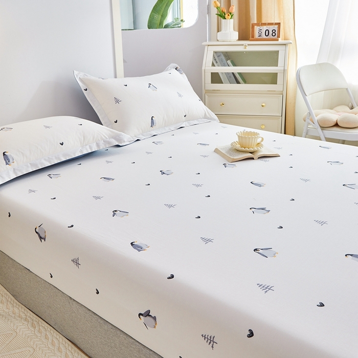 91家纺网 家纺一手货源 找家纺 元元被芯 2024新款小清新全棉套件单品-单床笠 嗨皮-米