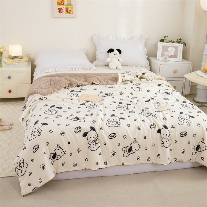 91家纺网 家纺一手货源 找家纺 芯元素 2024新款A类水洗棉凉豆豆夏被 假期小狗