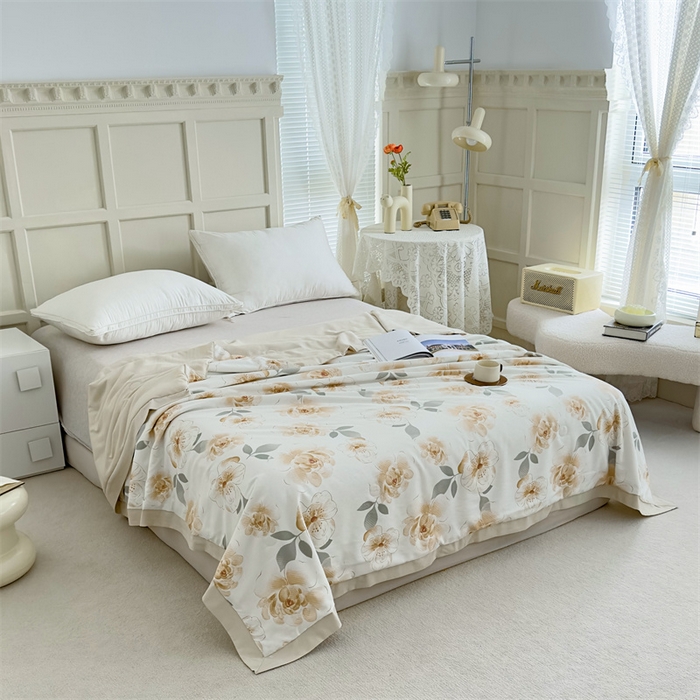 91家纺网 家纺一手货源 找家纺 青螺家纺2024新款50S天丝夏凉被 浪漫-夏咖