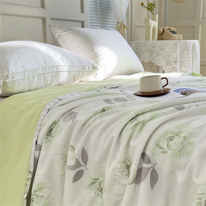 91家纺网 家纺一手货源 找家纺 青螺家纺2024新款50S天丝夏凉被 浪漫-夏绿