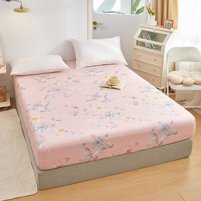 91家纺网 家纺一手货源 找家纺 元元被芯 2024新款小清新全棉套件单品-单床笠 花之绚烂-粉