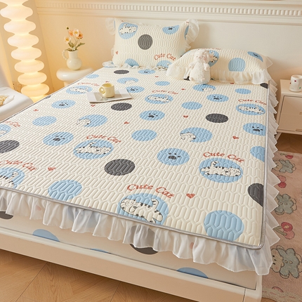 91家纺网 家纺一手货源 找家纺 伊人坊 2024新款A类凉感丝花边款乳胶床笠三四件套 花边 小奶猫