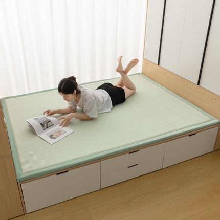 91家纺网 家纺一手货源 找家纺 丫丫家纺 2024新款华夫格凉豆豆凉席地垫 豆豆席牛油果绿