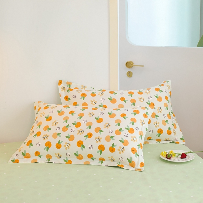 91家纺网 家纺一手货源 找家纺 元元被芯 2024新款小清新全棉套件单品-单枕套 果实