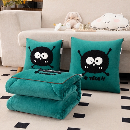 91家纺网 家纺一手货源 找家纺 （总）宝马家纺 2024新款牛奶绒加厚抱枕被-灰尘精灵