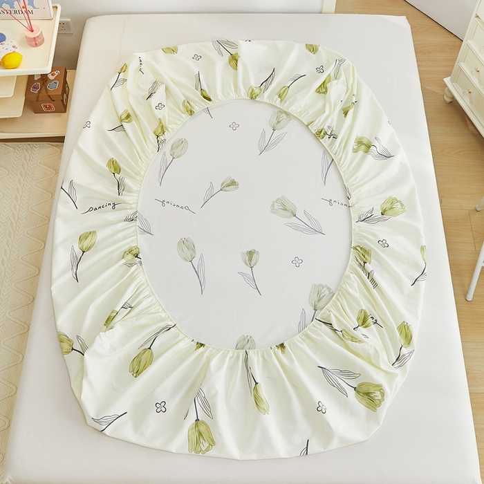 91家纺网 家纺一手货源 找家纺 元元被芯 2024新款小清新全棉套件单品-单床笠 娇兰-绿