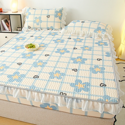 91家纺网 家纺一手货源 找家纺 （总）伊人坊 2024新款A类凉感丝花边款乳胶床笠三四件套