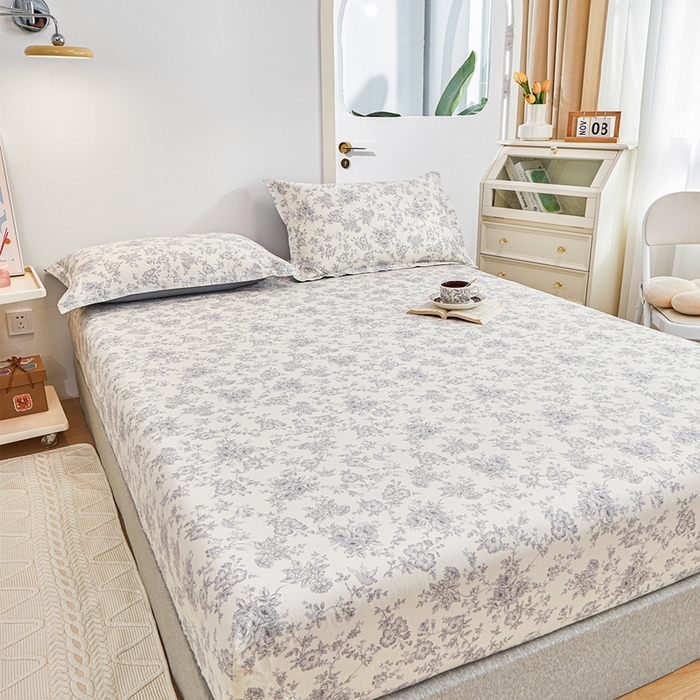 91家纺网 家纺一手货源 找家纺 元元被芯 2024新款小清新全棉套件单品-单床笠 洛莉