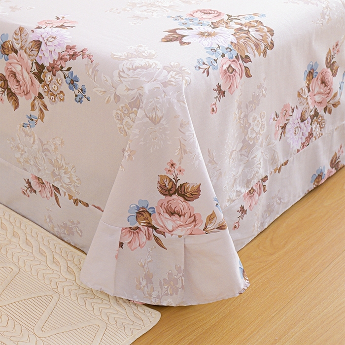 91家纺网 家纺一手货源 找家纺 元元被芯 2024新款小清新全棉套件单品-单床单 娜朵花开