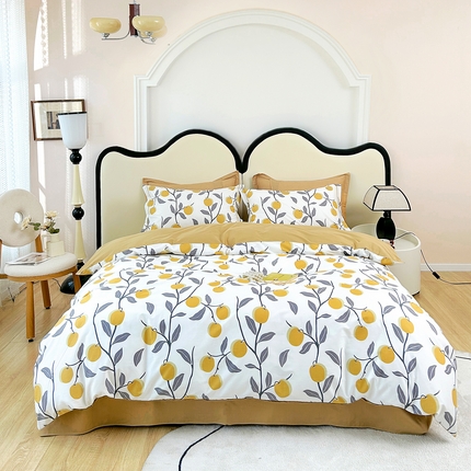 91家纺网 家纺一手货源 找家纺 橙艺家居 2024新款铂金云棉四件套 橘颂