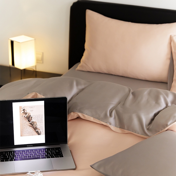 91家纺网 家纺一手货源 找家纺 沐晴家纺 2025新款60兰精天丝简约轻奢纯色四件套 月光色-岩石灰