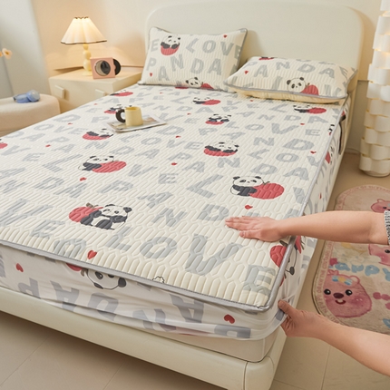 91家纺网 家纺一手货源 找家纺 伊人坊 2024新款A类凉感丝0.4乳胶床笠凉席夏被套件 吉祥物