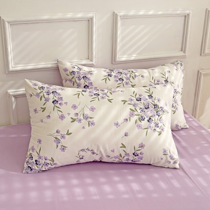 赫然 2026新款A类针织水洗双层纱单枕套 薰衣草