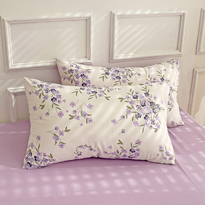 91家纺网 家纺一手货源 找家纺 赫然 2026新款A类针织水洗双层纱单枕套 薰衣草