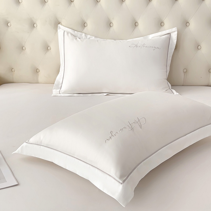 91家纺网 家纺一手货源 找家纺 品乐家纺 2024新款100支长绒棉香奈系列枕套 香奈白