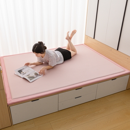 91家纺网 家纺一手货源 找家纺 丫丫家纺 2024新款华夫格凉豆豆凉席地垫 华夫格粉