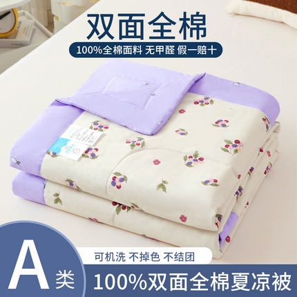 91家纺网 家纺一手货源 找家纺 瑜珠 2025新款双面全棉印花夏被夏凉被空调被子 香飘飘米