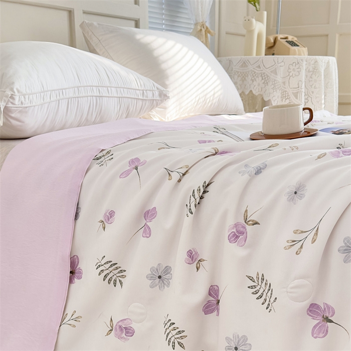 91家纺网 家纺一手货源 找家纺 青螺家纺2024新款50S天丝夏凉被 花满香-紫