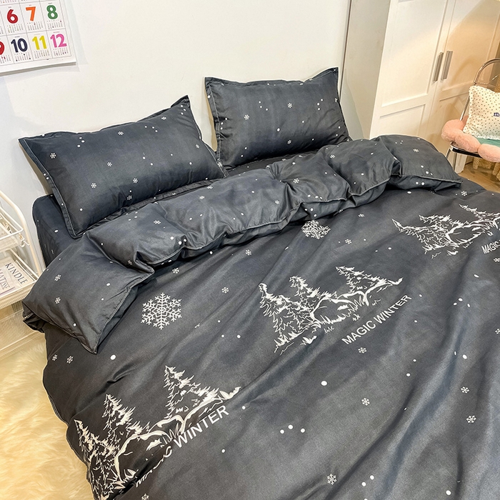 91家纺网 家纺一手货源 找家纺 赫然家纺 新款芦荟棉单品被套 魔幻冬天