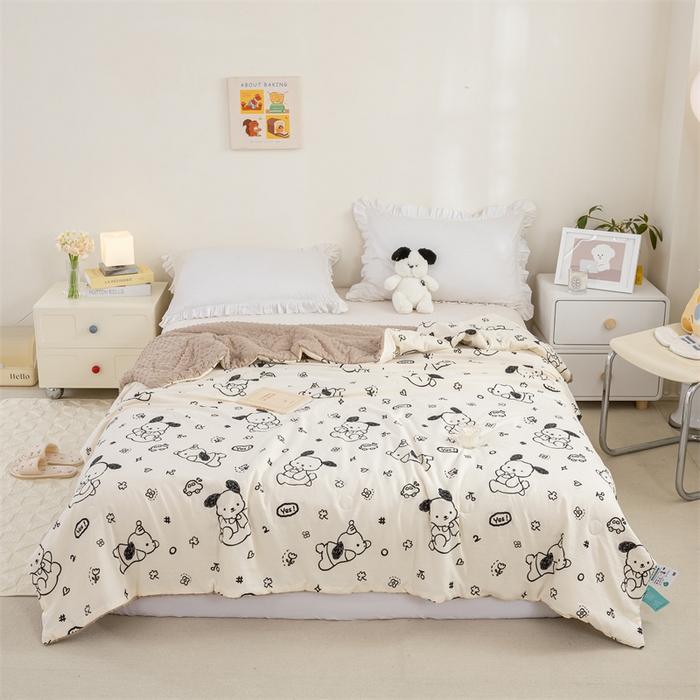 91家纺网 家纺一手货源 找家纺 芯元素 2024新款A类水洗棉凉豆豆夏被 假期小狗