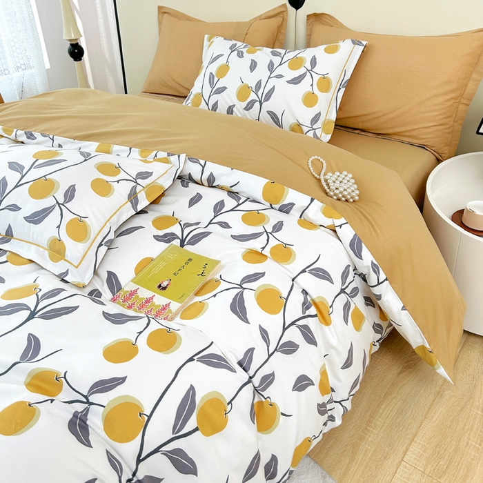 91家纺网 家纺一手货源 找家纺 橙艺家居 2024新款铂金云棉四件套 橘颂