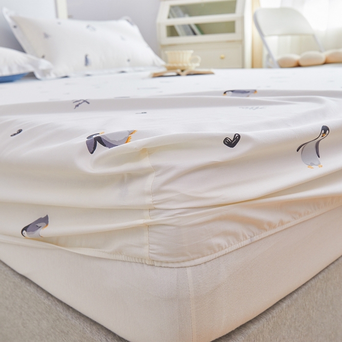 91家纺网 家纺一手货源 找家纺 元元被芯 2024新款小清新全棉套件单品-单床笠 嗨皮-米