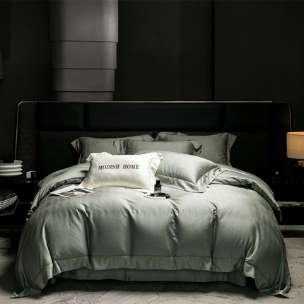 91家纺网 家纺一手货源 找家纺 （总）玖玖爱 2024春夏新品A类进口天丝棉提花刺绣四件套秋水系列