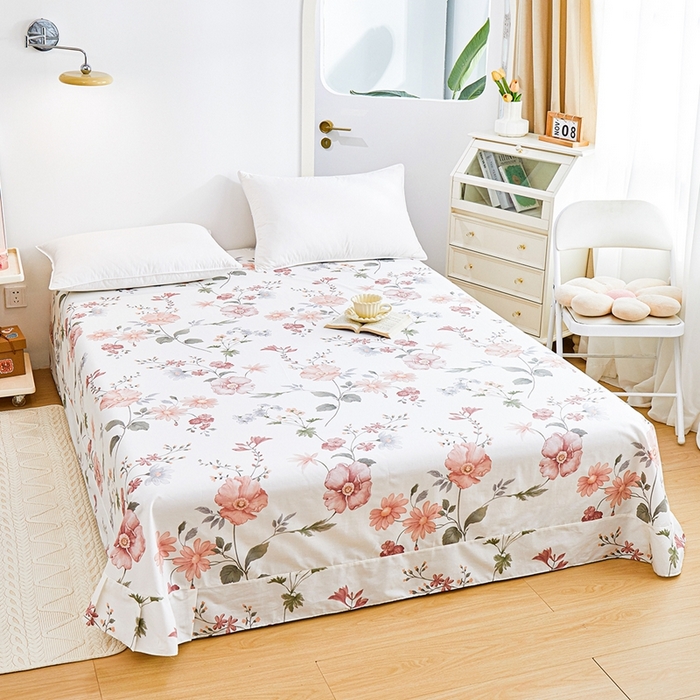 91家纺网 家纺一手货源 找家纺 元元被芯 2024新款小清新全棉套件单品-单床单 莫兰朵-粉