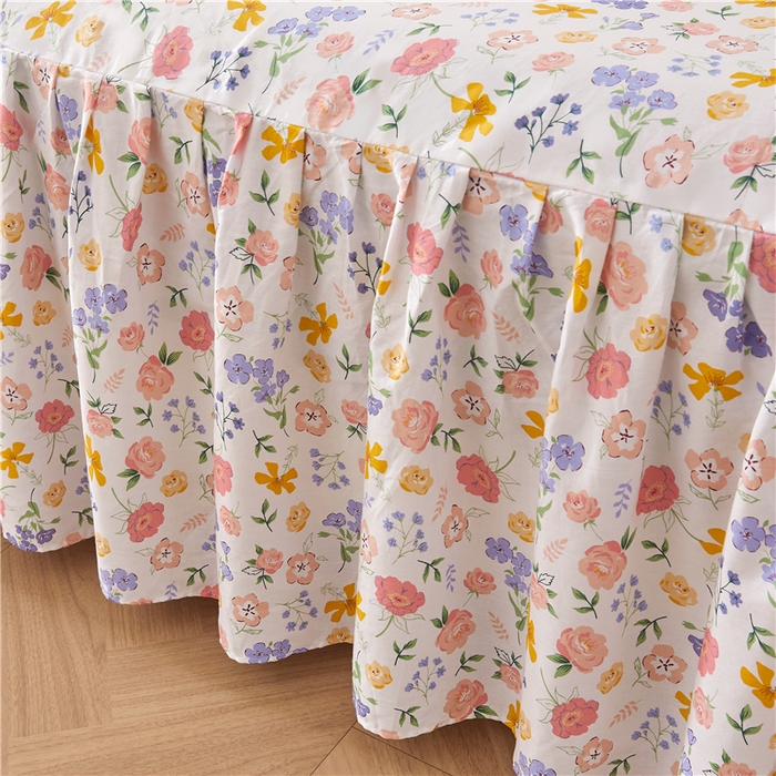 91家纺网 家纺一手货源 找家纺 十个点2024新款初遇系列 全棉床裙小清新四件套 初遇