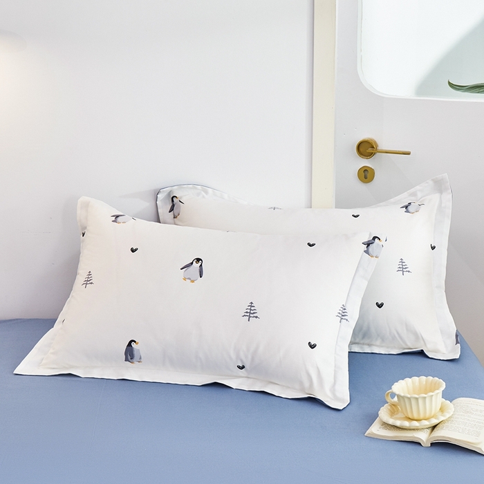 91家纺网 家纺一手货源 找家纺 元元被芯 2024新款小清新全棉套件单品-单枕套 嗨皮-米