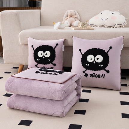 91家纺网 家纺一手货源 找家纺 （总）宝马家纺 2024新款牛奶绒加厚抱枕被-灰尘精灵