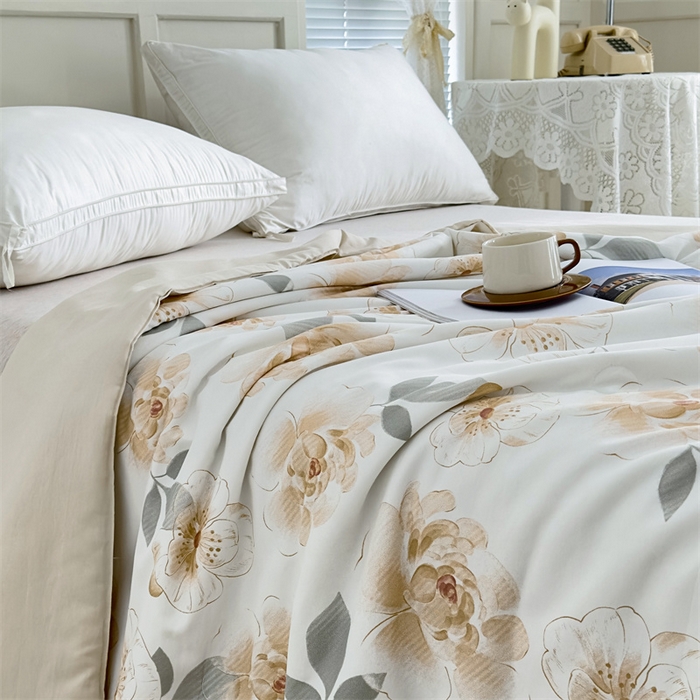 91家纺网 家纺一手货源 找家纺 青螺家纺2024新款50S天丝夏凉被 浪漫-夏咖