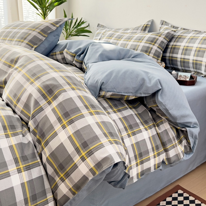 91家纺网 家纺一手货源 找家纺 赫然家纺 新款舒适柔软亲肤爆款芦荟棉四件套货源充足 灰诺希